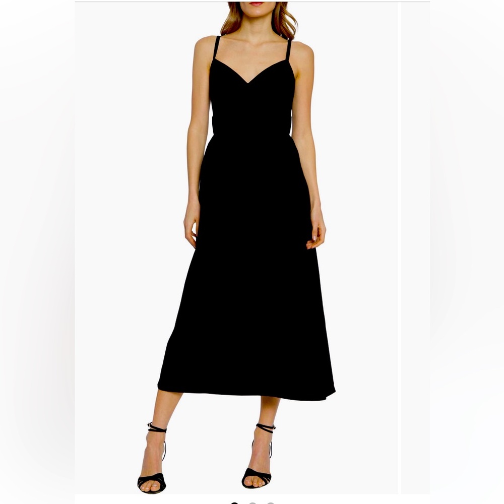 Donna Morgan for Maggi Black Shirred Midi Dress